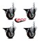 Service Caster 3.5'' Maroon Poly Wheel Swivel 3/4'' Square Stem Caster Set with Brake, 4PK SCC-SQ20S3514-PPUB-MRN-PLB-34-4 - alternate 2